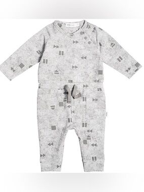 Miles Baby Gray One Piece Cotton Jumpsuit Outfit